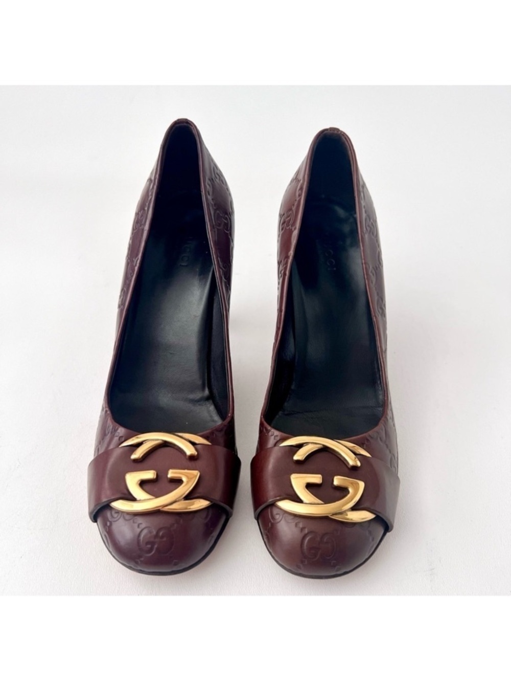 GUCCI | Brown Guccissima Leather Oversized Interlocking GG Logo Pumps Heels 39 - Picture 3 of 14